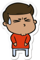 sticker of a cartoon man sweating png