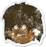 retro distressed sticker of a cartoon happy man png