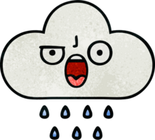 retro grunge structuur tekenfilm van een regen wolk png