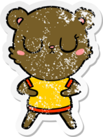 distressed sticker of a peaceful cartoon bear png