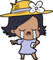 niña de dibujos animados llorando y señalando png