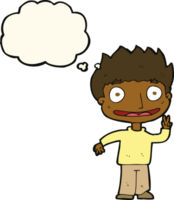 cartoon happy boy with thought bubble png