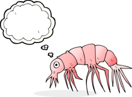 dessin animé de crevettes avec bulle de pensée png