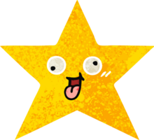 retro illustration style cartoon of a gold star png