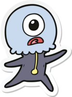 sticker of a cartoon cyclops alien spaceman png