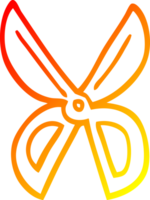 warm gradient line drawing of a cartoon scissors png