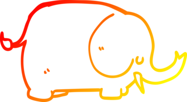 warm gradient line drawing of a cartoon elephant png