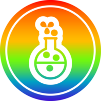 wetenschap experiment circulaire icoon met regenboog helling af hebben png