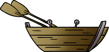 hand dragen lutning tecknad serie klotter av en trä- rad båt png