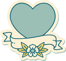 sticker of tattoo in traditional style of a heart and banner png