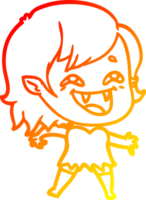 warm gradient line drawing of a cartoon laughing vampire girl png