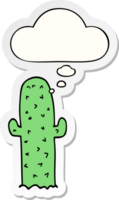 cartoon cactus with thought bubble as a printed sticker png