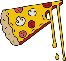 hand drawn quirky cartoon cheesy pizza png