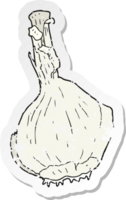 retro distressed sticker of a cartoon garlic png