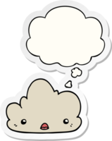 cute cartoon cloud with thought bubble as a printed sticker png