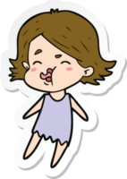 sticker of a cartoon girl pulling face png