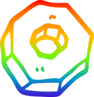 rainbow gradient line drawing of a cartoon nut png