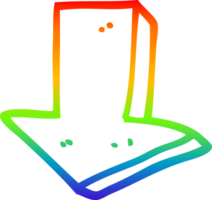 rainbow gradient line drawing of a cartoon arrow pointing direction png