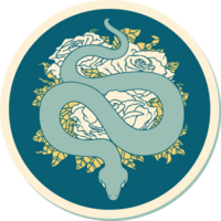 sticker of tattoo in traditional style of snake and roses png