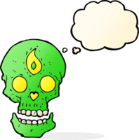 cartoon mystic skull with thought bubble png