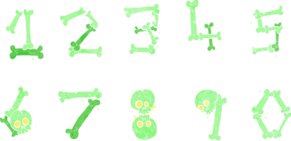 cartoon bone numbers png