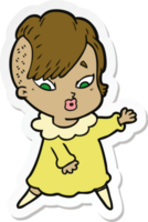 sticker of a cartoon surprised girl png