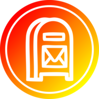 Mail Box kreisförmig Symbol mit warm Gradient Fertig png