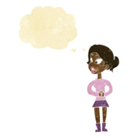 cartoon girl talking with thought bubble png