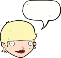 cartoon happy female face with speech bubble png