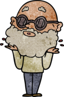 cartoon curious man with beard and sunglasses png