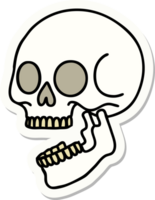 pegatina de tatuaje al estilo tradicional de una calavera png