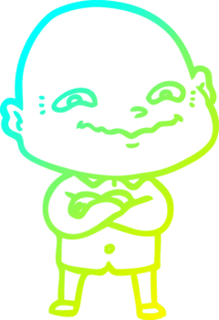 cold gradient line drawing of a cartoon creepy guy png