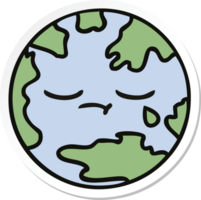 sticker of a cute cartoon planet earth png