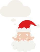 cartoon santa claus with thought bubble in retro style png