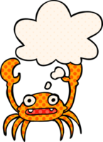 cartoon crab with thought bubble in comic book style png