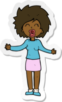 sticker of a cartoon loud woman png