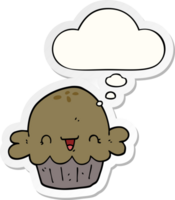 cute cartoon pie with thought bubble as a printed sticker png