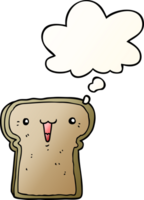 cute cartoon toast with thought bubble in smooth gradient style png