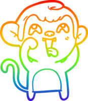 rainbow gradient line drawing of a crazy cartoon monkey png