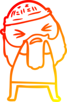 warm gradient line drawing of a cartoon man with beard png