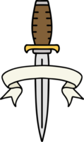 traditional tattoo with banner of a dagger png