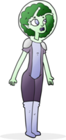 hand drawn cartoon alien space girl png