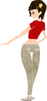 cartoon pretty girl in jeans and tee png