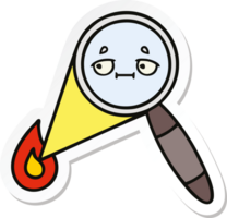 sticker of a cute cartoon magnifying glass png
