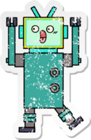 autocollant en détresse d'un robot de dessin animé mignon png