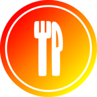 kniv och gaffel cirkulär ikon med värma lutning Avsluta png