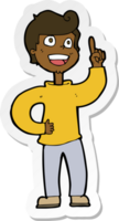 sticker of a cartoon boy with great idea png