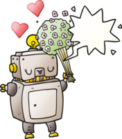 dessin animé robot dans l'amour avec discours bulle dans lisse pente style png