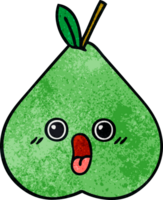 retro grunge texture cartoon of a green pear png