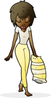 cartoon tired woman going to bed png